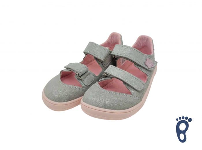 Baby Bare Shoes - Febo - Joy - Grey/Pink 3