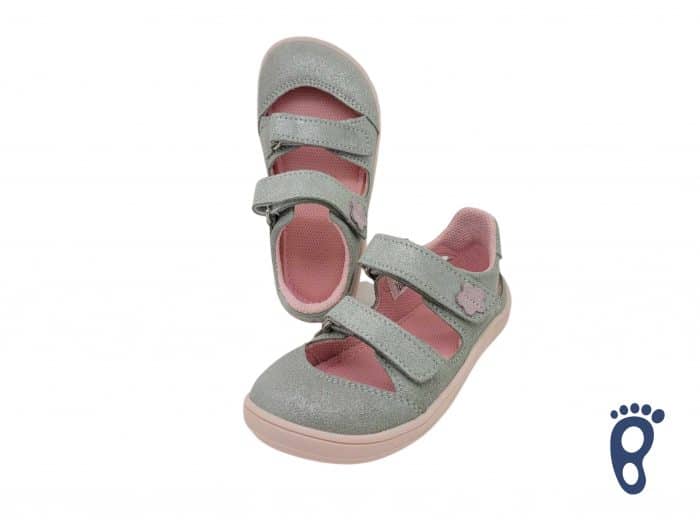 Baby Bare Shoes - Febo - Joy - Grey/Pink 2