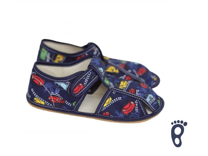 Baby Bare Shoes - Papučky - Navy Cars 1