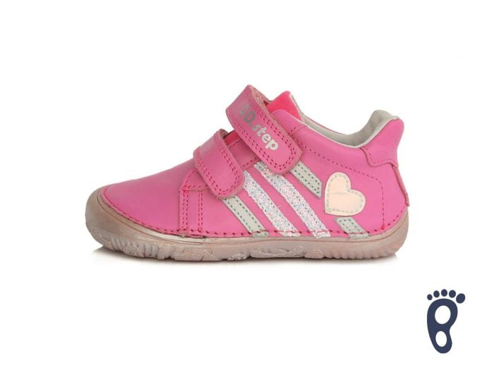 dd step prechodne topanky barefoot celokozene dark pink srdce